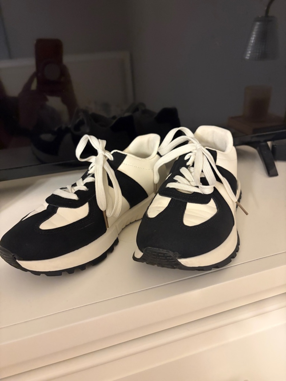 White & Black Women's Retro-Style Sneakers